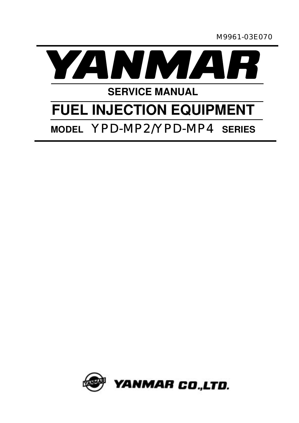 YPD-MP2YPD-MP4 SERIES FUEL INJECTION EQUIPMENT MODEL YANMAR Engine Service Manual